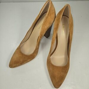BCBGeneration Clarice Tan Suede Pointed Toe Block Heel Pumps Size 10M